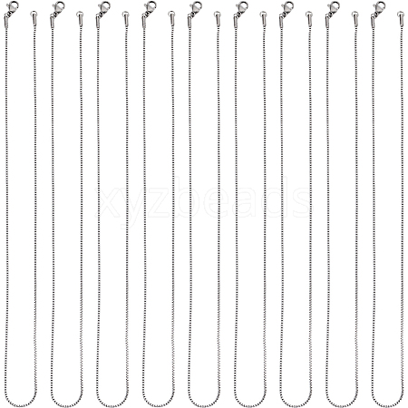 12Pcs 304 Stainless Steel Box Chain Necklaces Set NJEW-SC0001-21-1