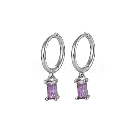 Anti-Tarnish Platinum Rhodium Plated 925 Sterling Silver Dangle Hoop Earrings for Women SY2365-3-1