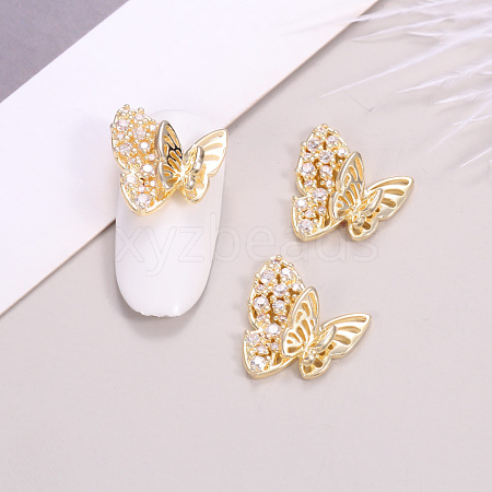 Butterfly Brass Micro Pave Clear Cubic Zirconia Cabochons MRMJ-T015-33LG-1