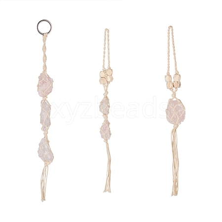 Elecrelive 3Pcs 3 Style Irregular Gemstone Hanging Pendant Decoration HJEW-EL0001-09-1