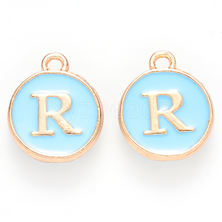 Golden Plated Alloy Enamel Charms X-ENAM-S118-04R-1