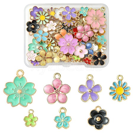 50Pcs 7 Styles Alloy Enamel Charms ENAM-YW0003-10-1