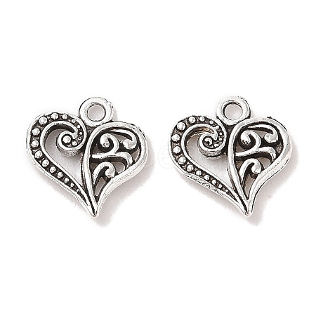 Tibetan Style Filigree Alloy Heart Charms X-TIBEP-0277-AS-RS-1