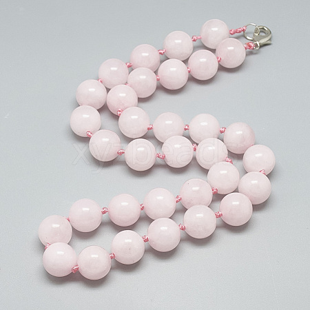 Natural Rose Quartz Beaded Necklaces NJEW-S404-14-1