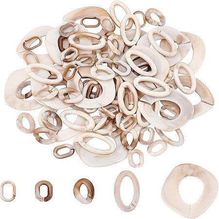 SUPERFINDINGS 100Pcs 5 Style Acrylic Linking Rings OACR-FH0001-031-1