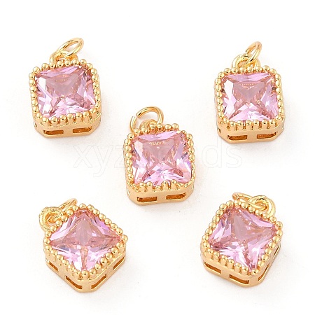 Real 18K Gold Plated Brass Inlaid Cubic Zirconia Charms ZIRC-L100-073G-06-1