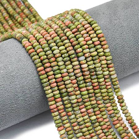 Natural Unakite Beads Strands G-P575-A12-4x2mm-01-1