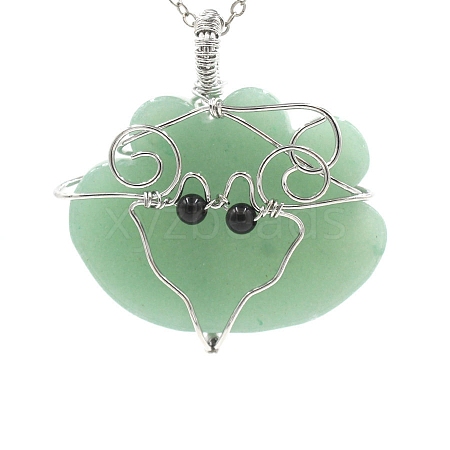 Natural Green Aventurine Wire Wrapped Pendants PW-WG47F96-05-1