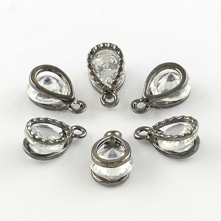 Teardrop Alloy Charms ZIRC-R007-038A-01-1