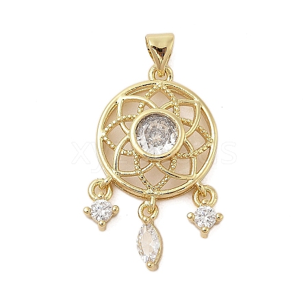 Woven Net Rack Plating Brass with Cubic Zirconia Pendants KK-Z074-42G-1