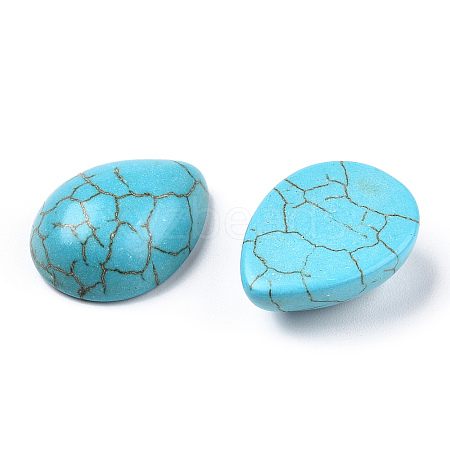 Craft Findings Dyed Synthetic Turquoise Gemstone Flat Back Teardrop Cabochons TURQ-S270-12x16mm-01-1