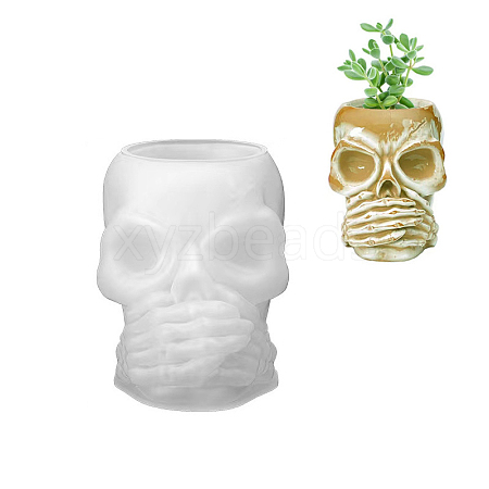 No Speaking Halloween Skull DIY Vase Silicone Molds WG43758-03-1