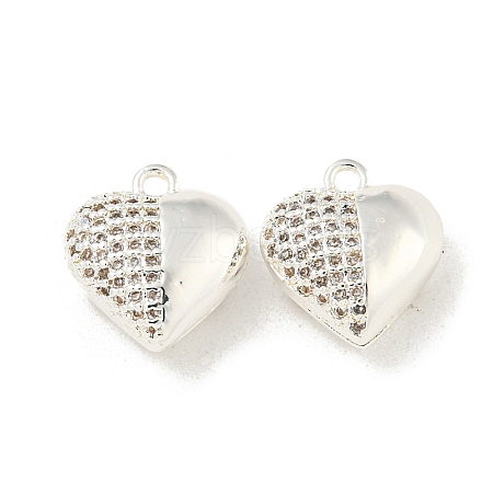 Brass Micro Pave Clear Cubic Zirconia Charms KK-Z057-05S-1