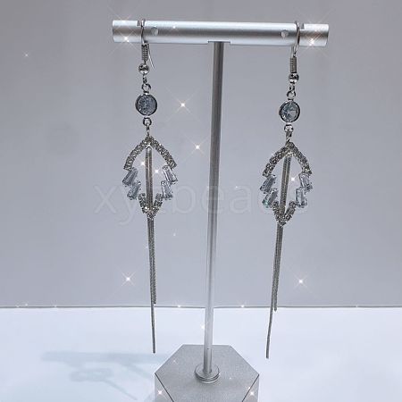 Exaggerated Clear Cubic Zirconia Tassel Dangle Earrings RO8227-1-1