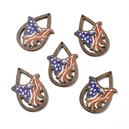 American Flag Theme Single Face Printed Aspen Wood Pendants WOOD-G014-01C-1