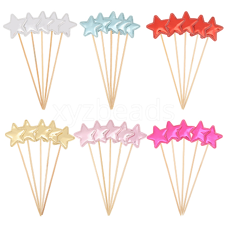 12 Sets 6 Colors PU Leather Cake Toppers with Bamboo Stick FIND-CA0009-83-1