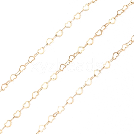 Brass Flat Heart Link Chains CHC-M023-05G-1