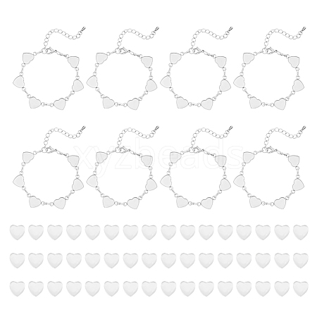 Heart 304 Stainless Steel Cabochon Setting Bracelets BJEW-AB00011-1