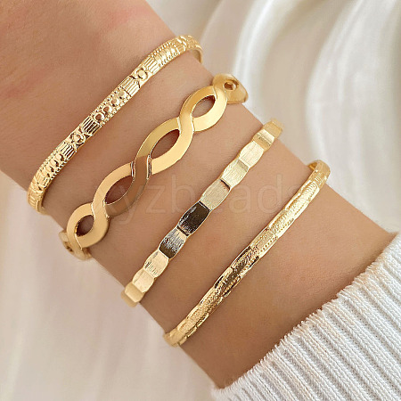 4Pcs 4 Styles Alloy Bangles WG70F83-04-1