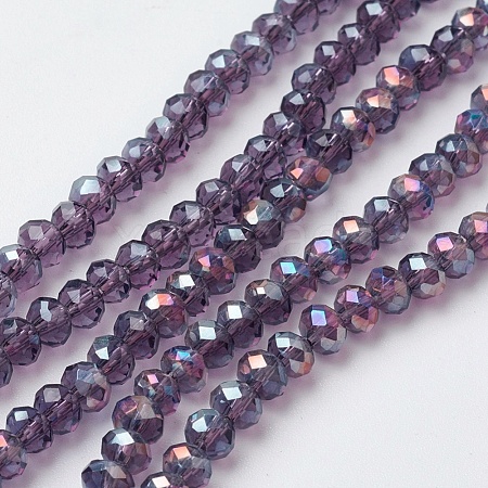 Electroplate Glass Beads Strands X-EGLA-F124-FR-B08-1