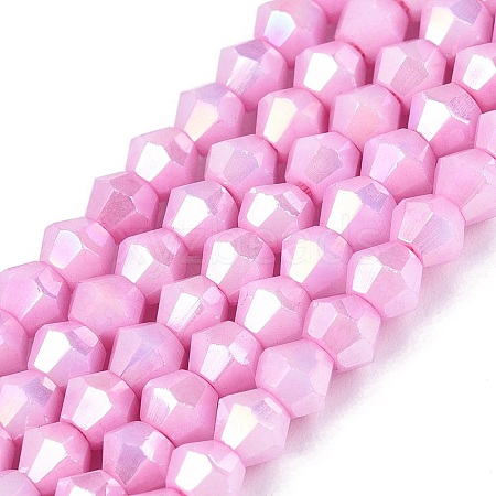 Anti-Tarnish Electroplate Bicone Glass Beads Strands EGLA-T021-4mm-16-12-1