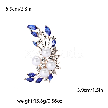 Alloy and Glass Rhinestone Crescent Flower Brooch PW-WG0074B-02-1