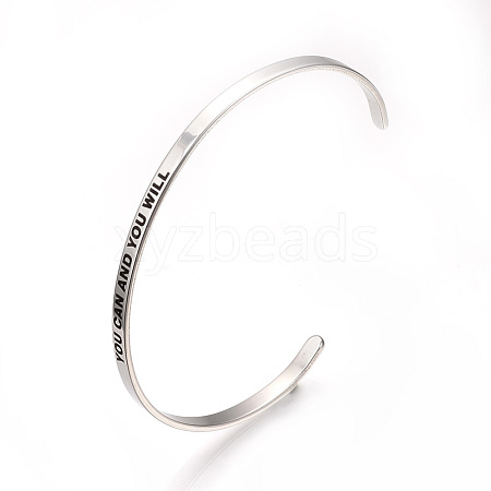 Tarnish Resistant 304 Stainless Steel Cuff Bangles X-BJEW-Q685-08-1