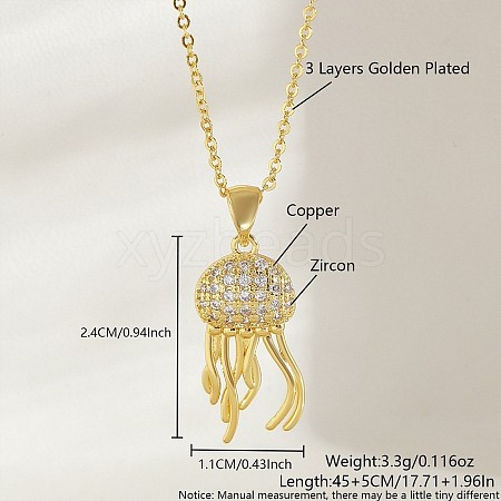 Ocean Summer Brass Pave Clear Cubic Zirconia Pendant Necklaces FS-WG8D1A7-29-1
