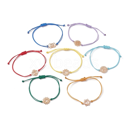 7Pcs 7 Style Alloy Chakra Link Bracelets Set BJEW-JB10017-1