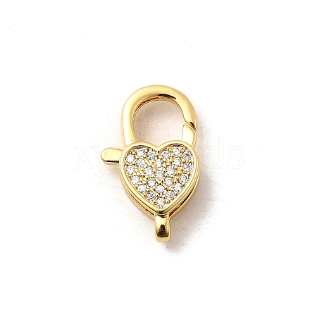 Brass Micro Pave Clear Cubic Zirconia Lobster Claw Clasps KK-A266-24F-G-1
