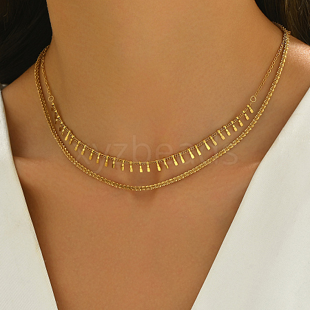 Stainless Steel Geometric Double-layer Collarbone Necklaces FY0428-1