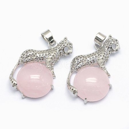 Natural Rose Quartz Pendants KK-E757-C-09P-1