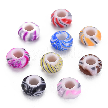 Opaque Acrylic European Beads MACR-S308-01B-1