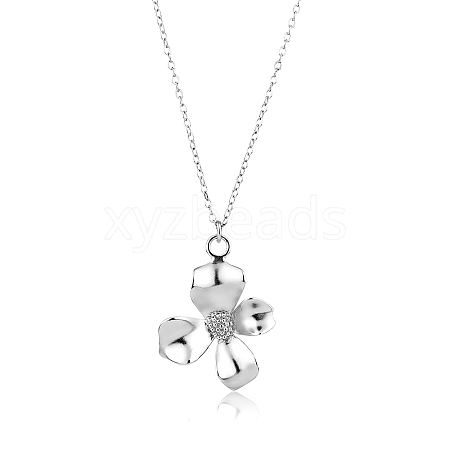 Anti-Tarnish 925 Sterling Silver Pendant Necklaces Simple Flower Necklace Elegant Clavicle Chain for Women JN1084A-1