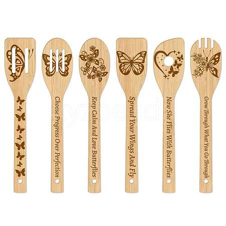 6Pcs Bamboo Spoons & Knifes & Forks AJEW-WH0411-008-1