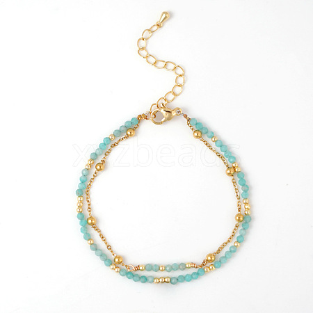 Bohemian Style Natural Amazonite Beads Double-strand Bracelets IB4334-4-1