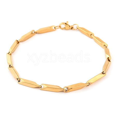 304 Stainless Steel Rectangle Link Bracelets for Women BJEW-G711-10G-1