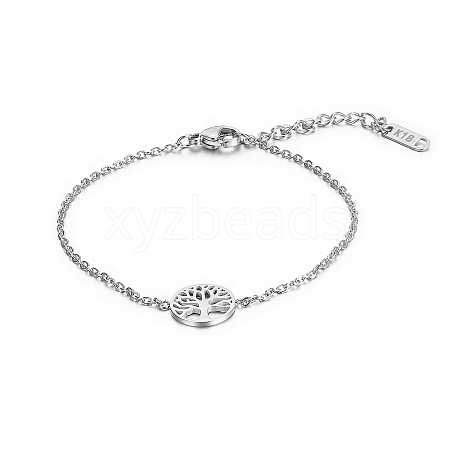 Non-Tarnish Stylish Stainless Steel Tree of Life Link Bracelet for Women's Daily Wear LQ9537-2-1