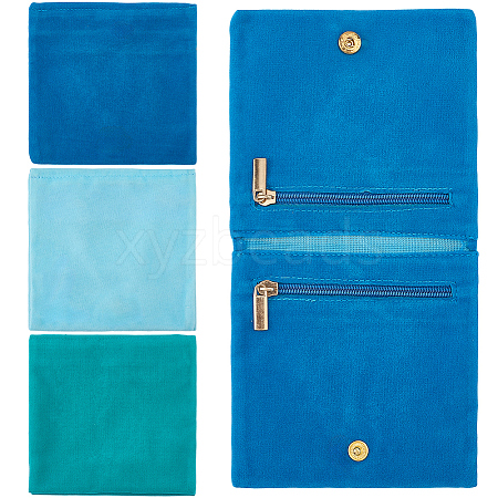 3Pcs 3 Colors Folding Velvet Jewelry Storage Bags for Earrings Rings Bracelets ABAG-CN0001-69C-1