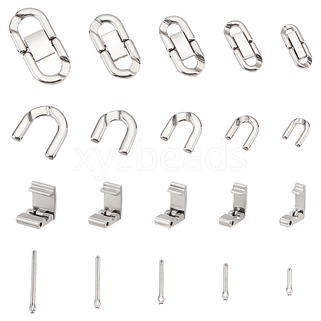 Unicraftale 10Pcs 5 Styles 304 Stainless Steel Fold Over Clasp STAS-UN0049-94-1