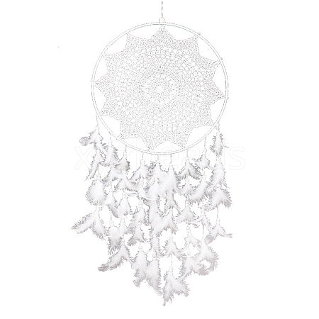 Cotton Woven Net/Web with Feather Hanging Decorations PW-WGF56F4-01-1