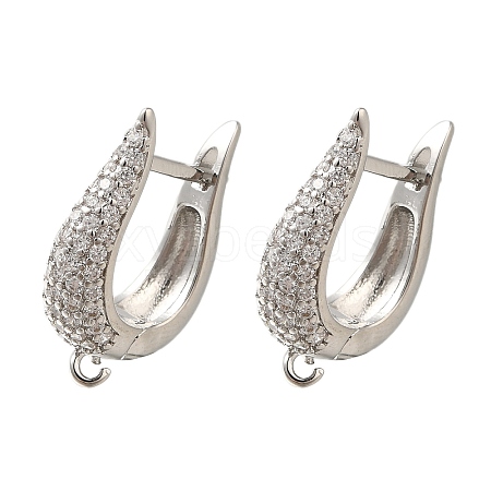 Rack Plating Brass Micro Pave Cubic Zirconia Hoop Earring Findings EJEW-H143-07P-1