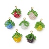 7Pcs 7 Colors Handmade Copper Wired Glass Beaded Fruits Pendants PALLOY-CJ00100-1