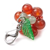 Grape Natural Carnelian Pendant Decoration HJEW-TA00293-02-4