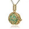 Golden Tone Brass Hollow Round Cage Pendants KK-J231-08G-2