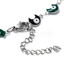 Moon with Evil Eye Enamel Link Chain Necklace NJEW-G117-02P-01-3