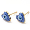 Enamel Heart with Evil Eye Stud Earrings EJEW-E274-02G-06-1