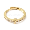 Rack Plating Brass Clear Cubic Zirconia Number 7 Adjustable Rings for Women RJEW-S407-09G-07-2