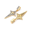 Brass Micro Pave Clear Cubic Zirconia Pendants KK-G543-15GP-03-2