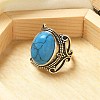 Synthetic Turquoise Adjustable Rings RJEW-I108-02AS-09-2